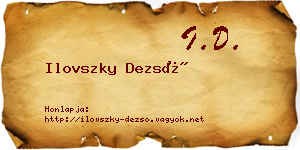 Ilovszky Dezső névjegykártya